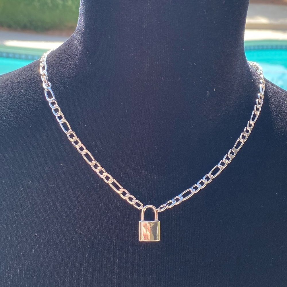 Silver Lock Necklace - Picture 2 of 4